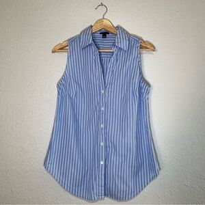 Blue and White Sleeveless Women’s Short Sleeve Shirt Ann Taylor Size Small